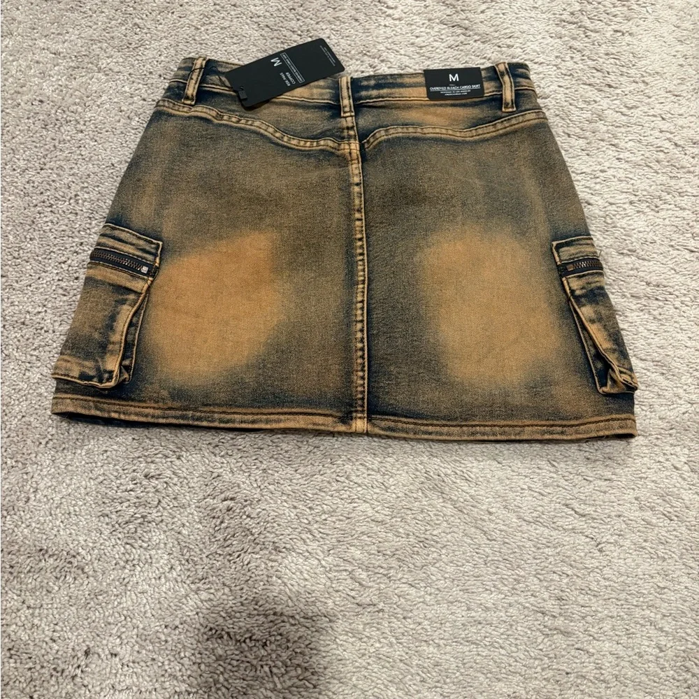 Fashion Nova Washed Mustard Cargo Mini Skirt